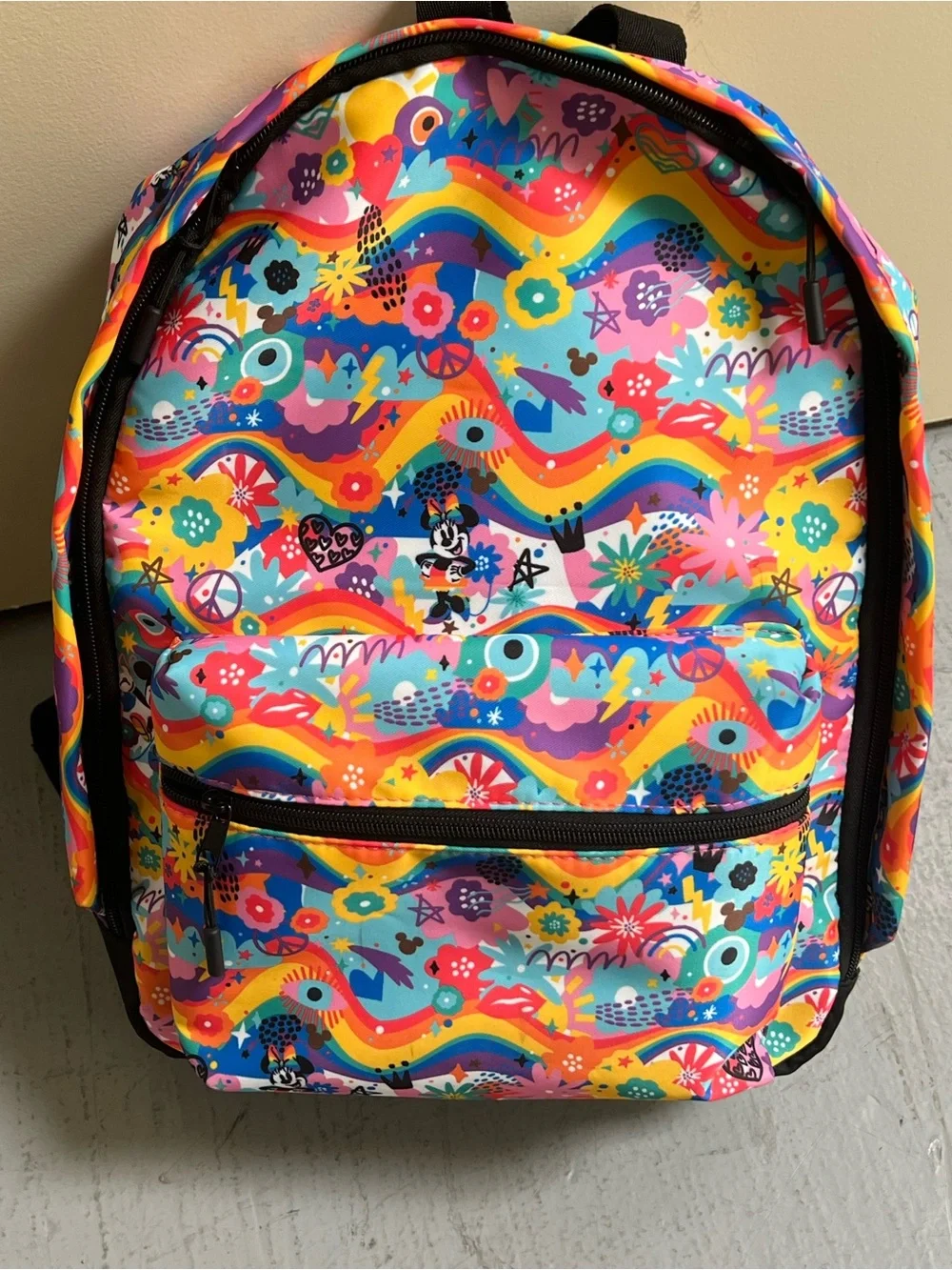 Colorful Kids Backpack with Rainbow & Floral Print purchased at Disneyland